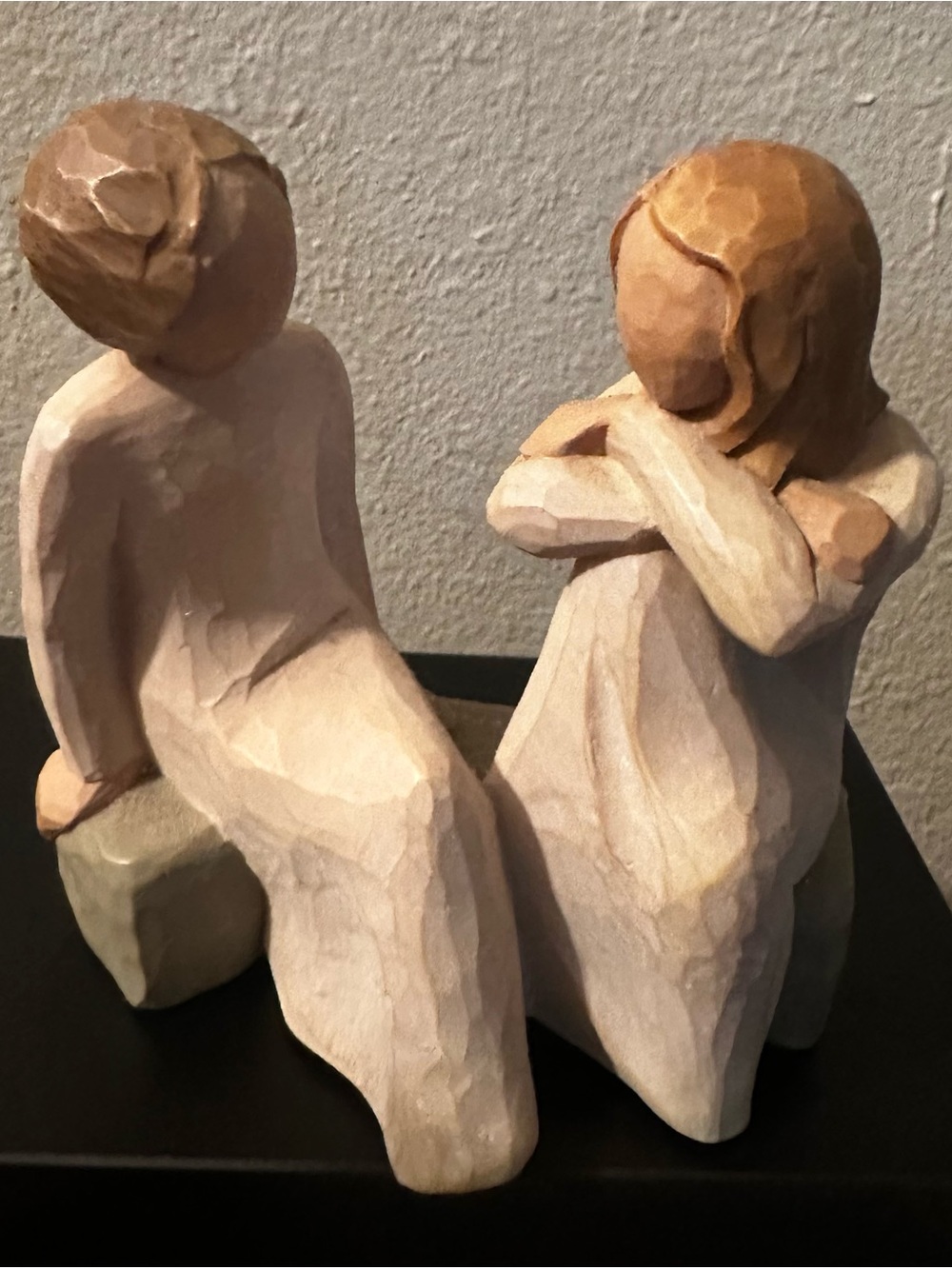 Willow Tree Carved Couple Figurine in Cream and Brown Tones